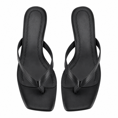 Square Toe Flip-Flop Kitten Heel Sandals - Onlymaker Value