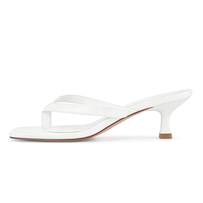 Square Toe Flip-Flop Kitten Heel Sandals - Onlymaker Value