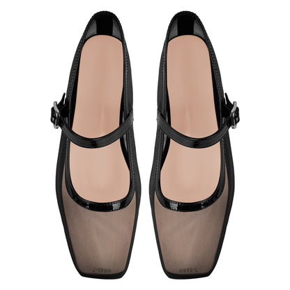 Mesh Square Toe Mary Jane Ballet Flats - Onlymaker Trending