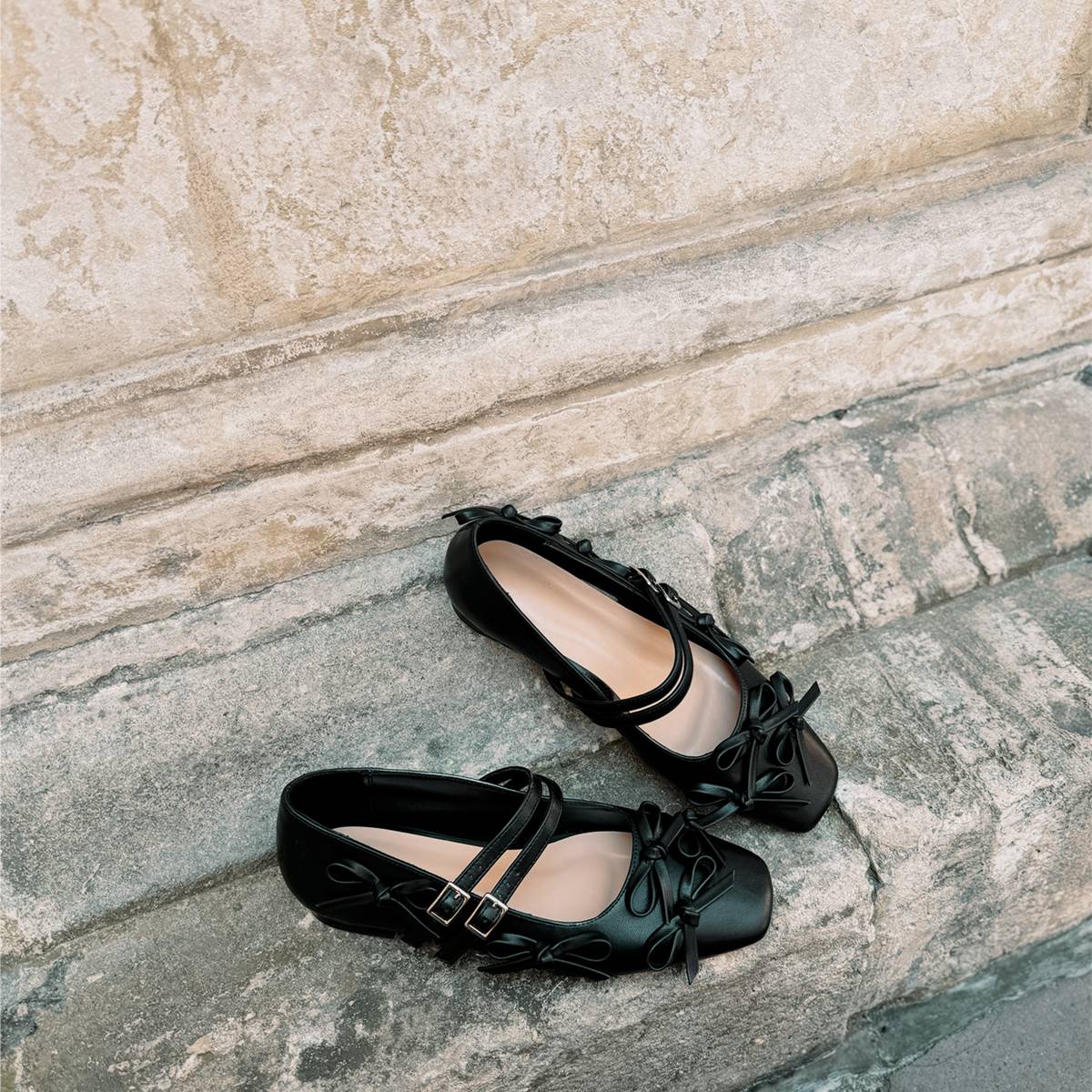 Bow Square Toe Mary Jane Ballet Flats - Onlymaker Trusted