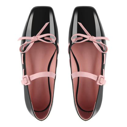 Bow Square Toe Mary Jane Ballet Flats - Onlymaker Trusted