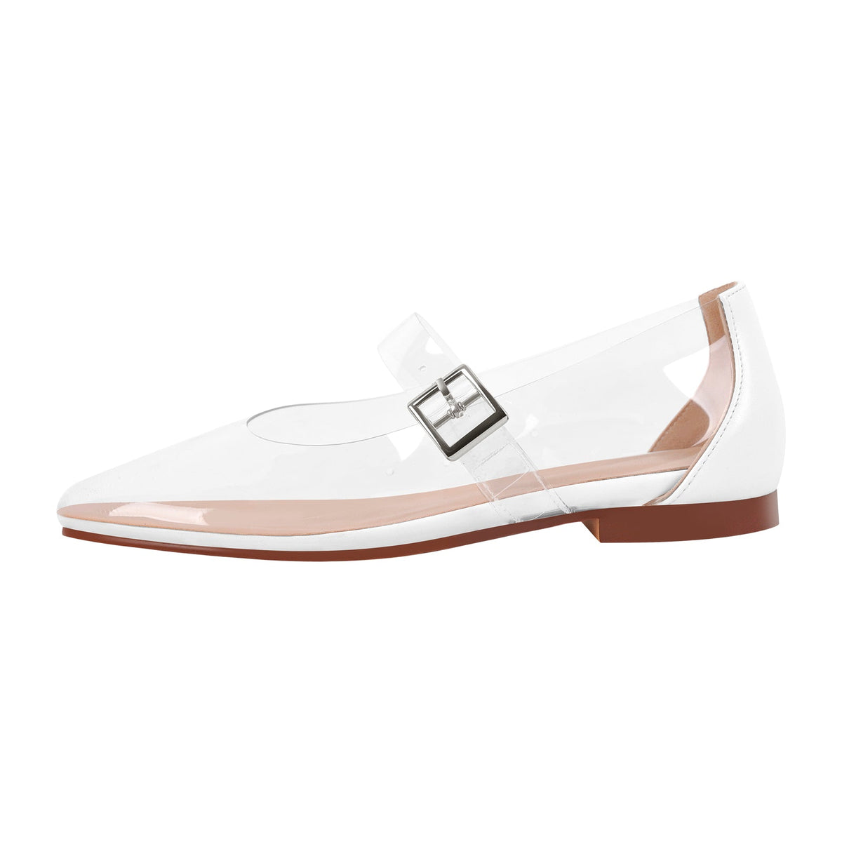 Clear Round Toe Buckle Flats - Onlymaker Smart Buy