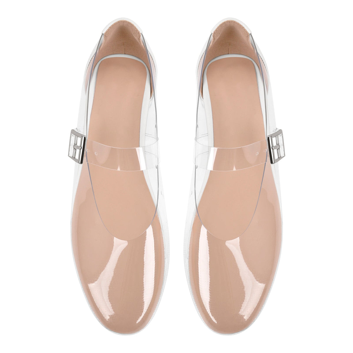 Clear Round Toe Buckle Flats - Onlymaker Smart Buy