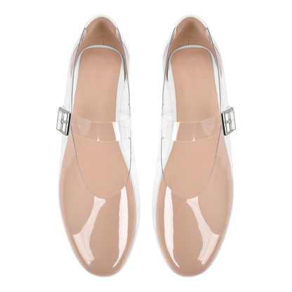 Clear Round Toe Buckle Flats - Onlymaker Smart Buy