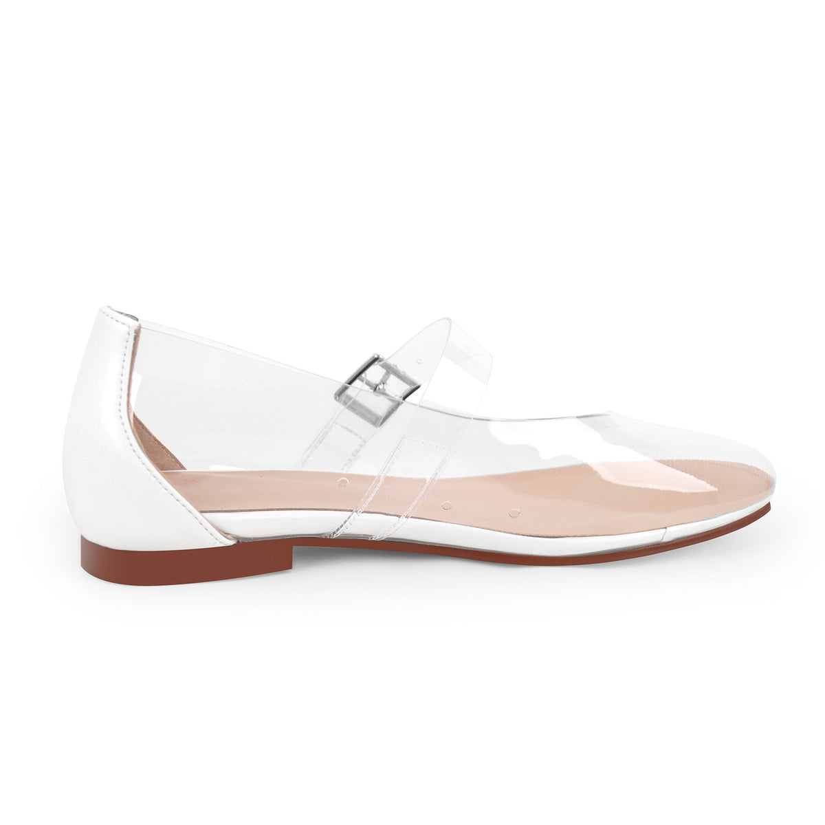 Clear Round Toe Buckle Flats - Onlymaker Smart Buy