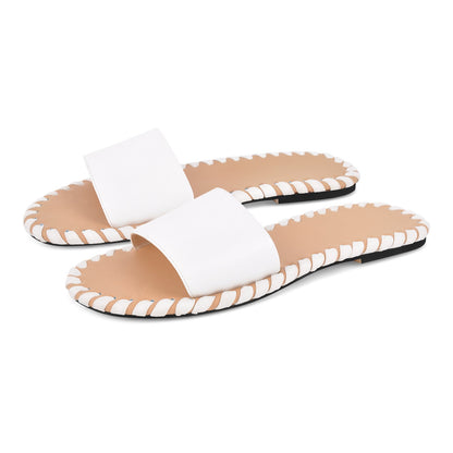 Round Toe Stitch Sandals Flats - Onlymaker Latest